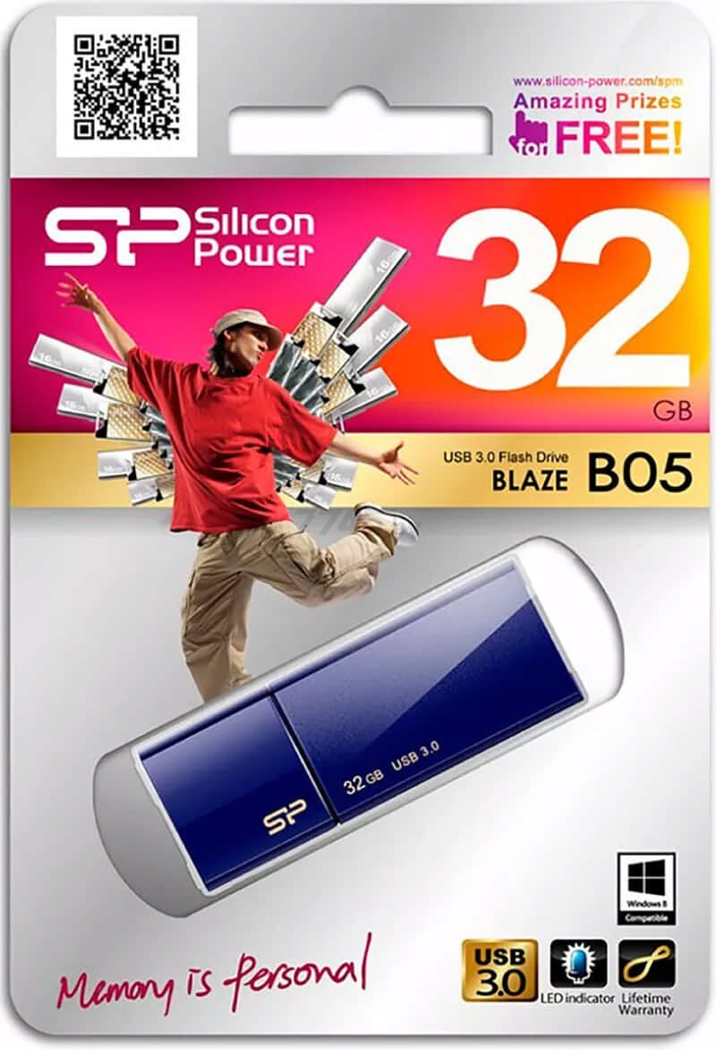 USB-флешка 32 Гб SILICON POWER Blaze B05 USB 3.2 Blue (SP032GBUF3B05V1D) - Фото 6