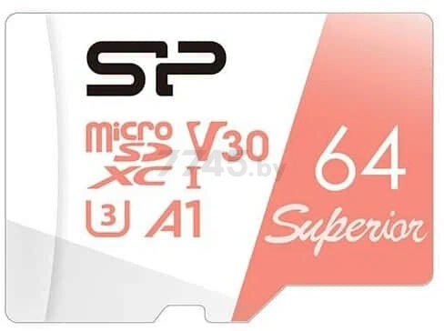 Карта памяти SILICON POWER Superior MicroSDXC 64Gb с адаптером SD (SP064GBSTXDV3V20SP)