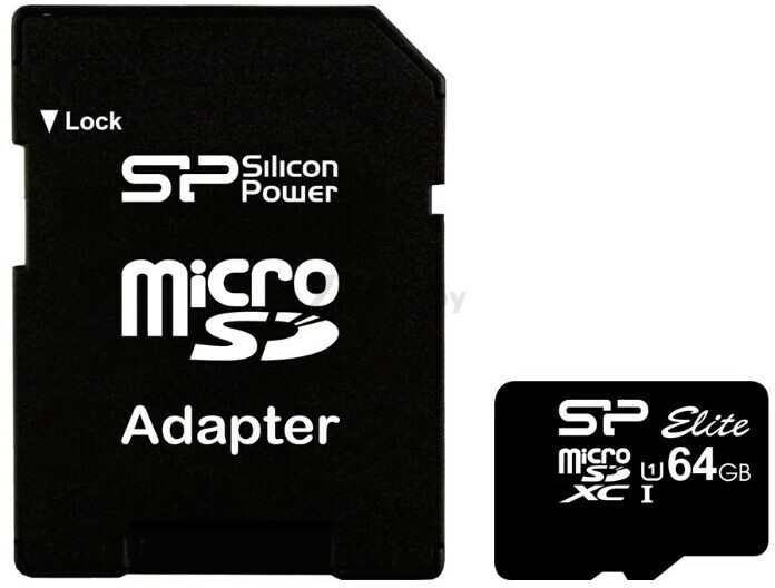 Карта памяти SILICON POWER Elite MicroSDXC 64Gb с адаптером SD (SP064GBSTXBU1V10SP) - Фото 2