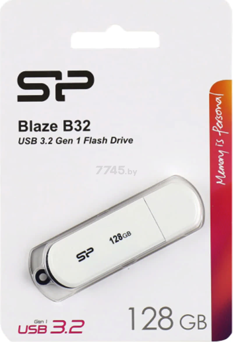 USB-флешка 128 Гб SILICON POWER Blaze B32 USB 3.2 White (SP128GBUF3B32V1W) - Фото 5