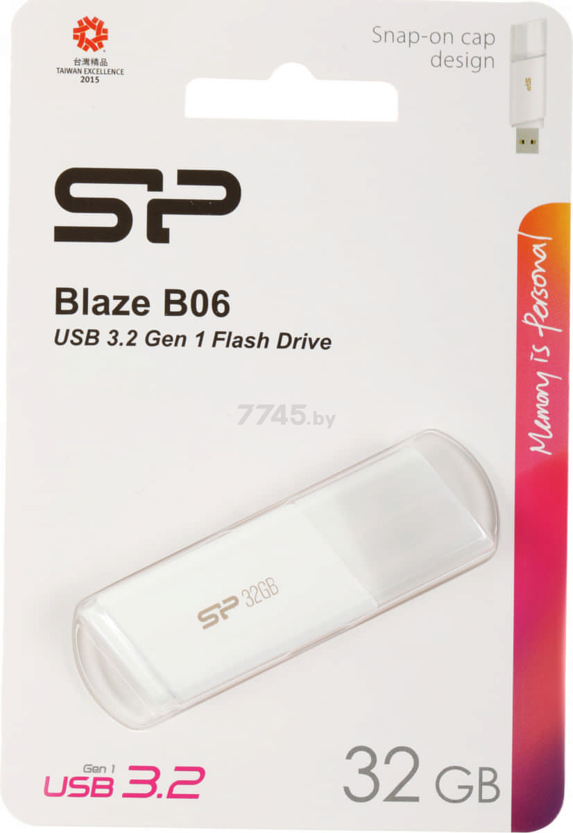 USB-флешка 32 Гб SILICON POWER Blaze B06 USB 3.2 White (SP032GBUF3B06V1W) - Фото 6