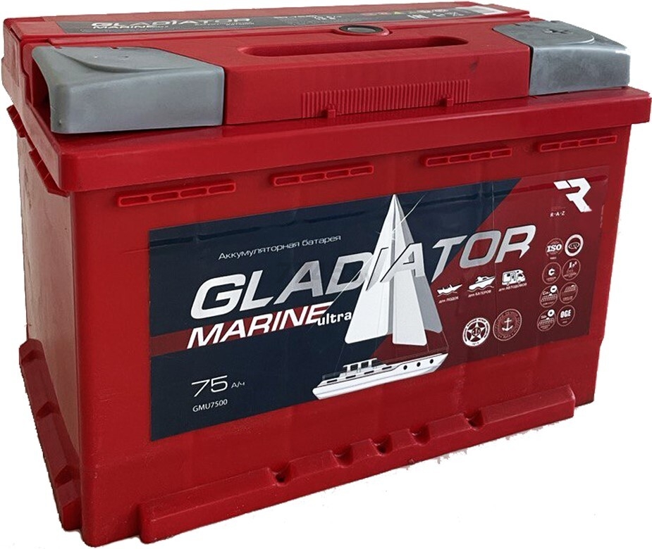 Аккумулятор лодочный тяговый GLADIATOR Marine Ultra 75 А·ч (75)