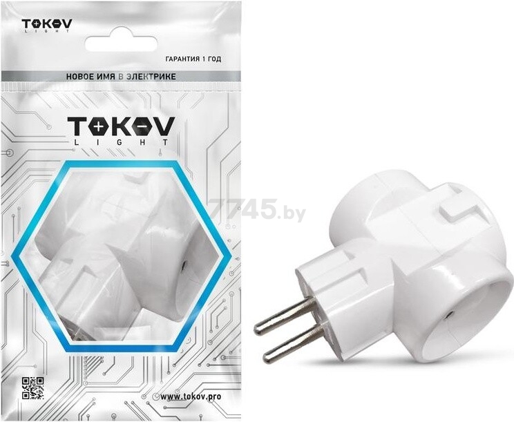 Розетка-разветвитель тройная 10А TOKOV ELECTRIC белый (TKL-S3C-C01)