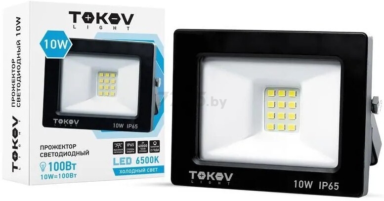 Прожектор светодиодный 10 Вт 6500К TOKOV ELECTRIC TKL-FL/LED-10-6.5K-IP65 черный - Фото 2