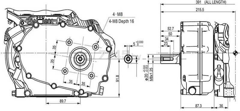 Редуктор понижающий LIFAN для двигателя 5-8 л.с. (03522) - Фото 7