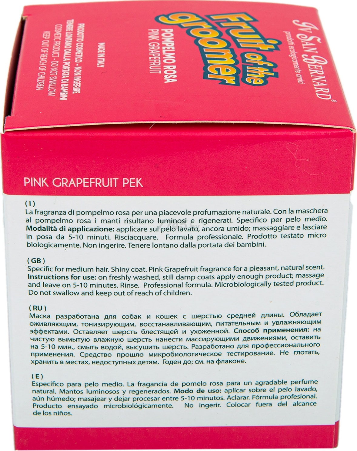 Маска для животных со средней шерстью IV SAN BERNARD Fruit Of The Groomer Pink Grapefruit с витаминами 250 мл (NMASPO250) - Фото 7