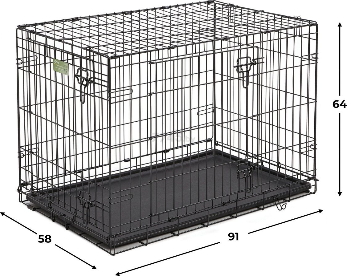 Клетка для животных MIDWEST iCrate 2 двери 91х58х64 см черный (1536DD) - Фото 3