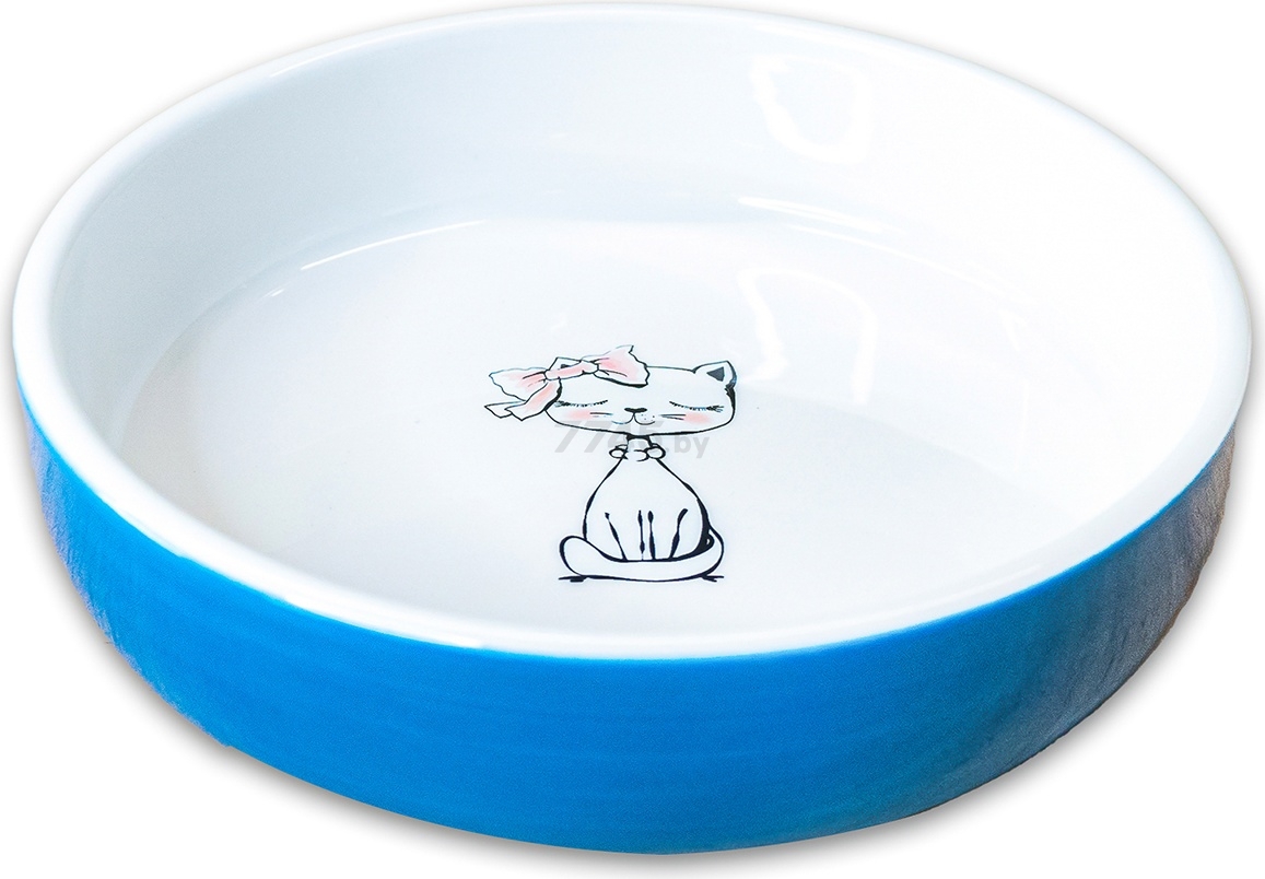 Миска для животных MR.KRANCH Кошка с бантиком 0,37 л голубой (MKR060820)