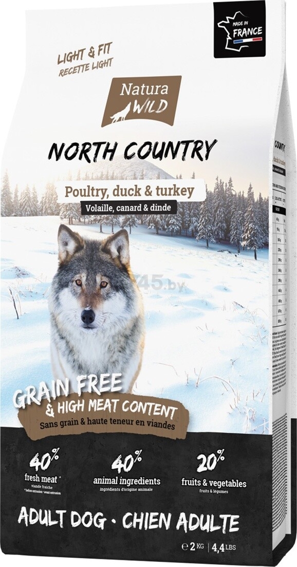 Сухой корм для собак беззерновой NATURA WILD North Country курица с уткой и индейкой 2 кг (795158) - Фото 2