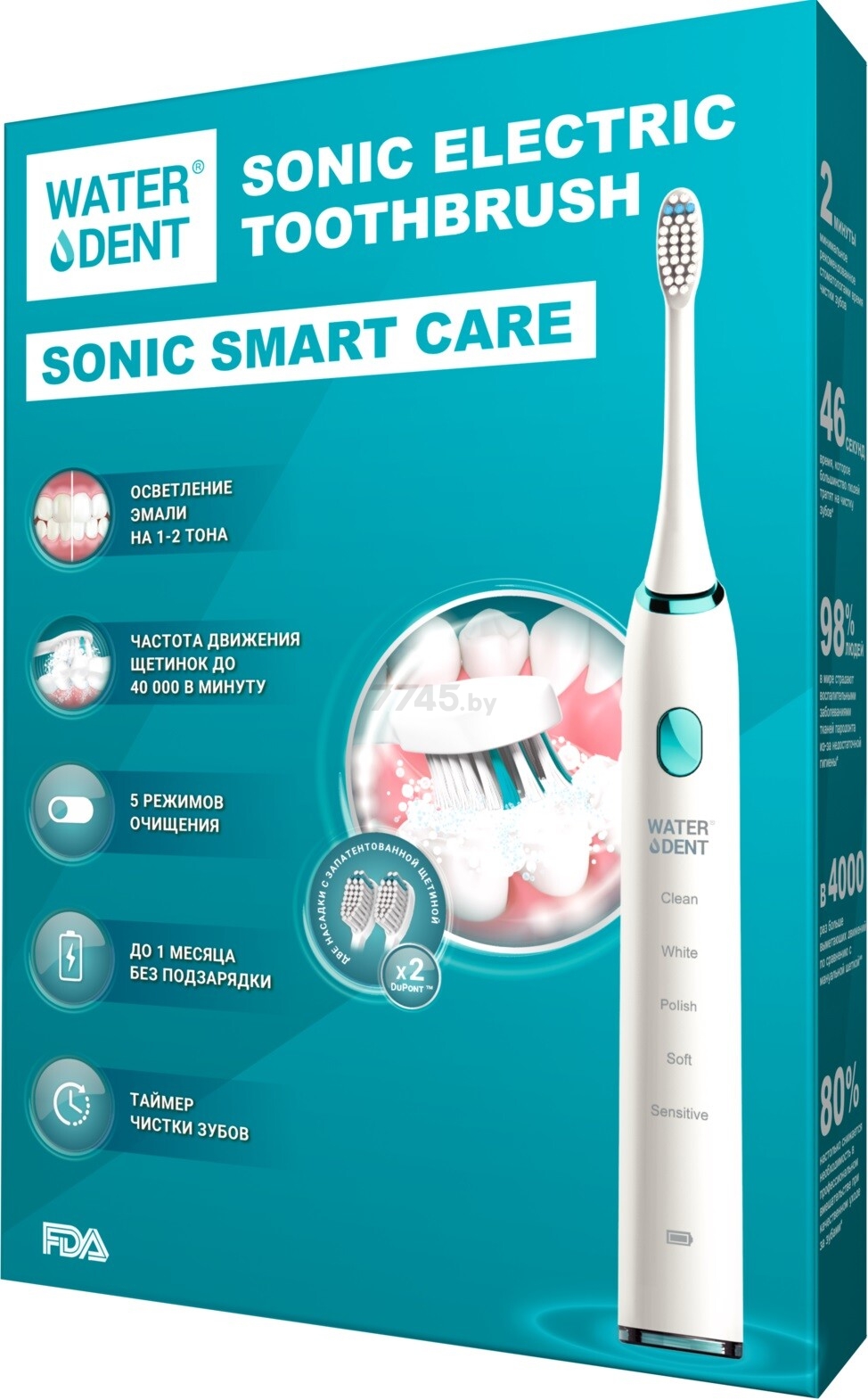 Зубная щетка электрическая WATERDENT SONIC SMART CARE Звуковая - Фото 3