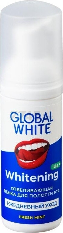 Ополаскиватель-пенка для полости рта GLOBAL WHITE Whitening Foam Oral Care Отбеливающая 50 мл (4605370003697) - Фото 2