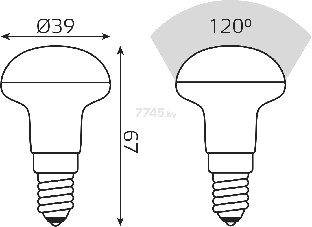 Лампа светодиодная Е14 GAUSS Elementary R39 4 Вт 4100К (63124) - Фото 5