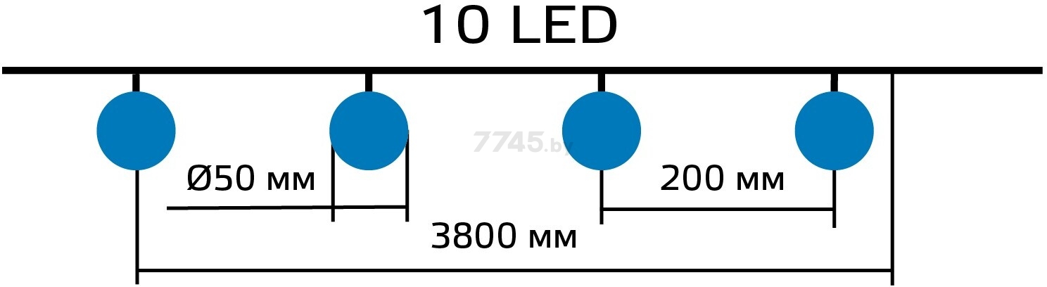 Гирлянда новогодняя светодиодная уличная на солнечной батарее GAUSS Большие Шары 10 LED ламп 3,8 м белый холодный (GS033) - Фото 3