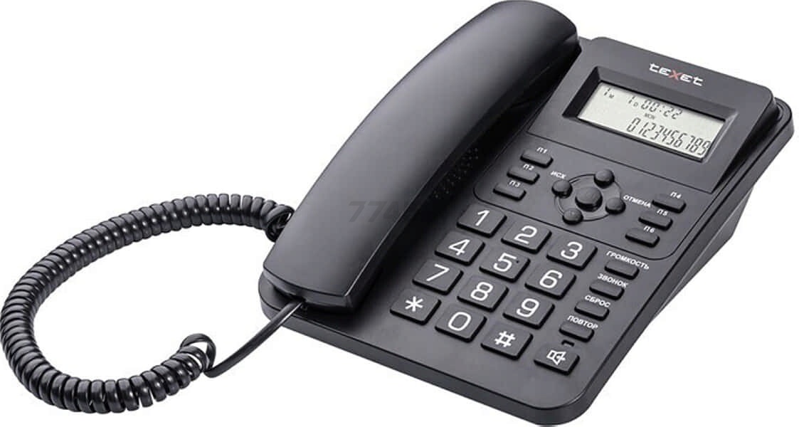 Телефон домашний проводной TEXET TX-264 черный