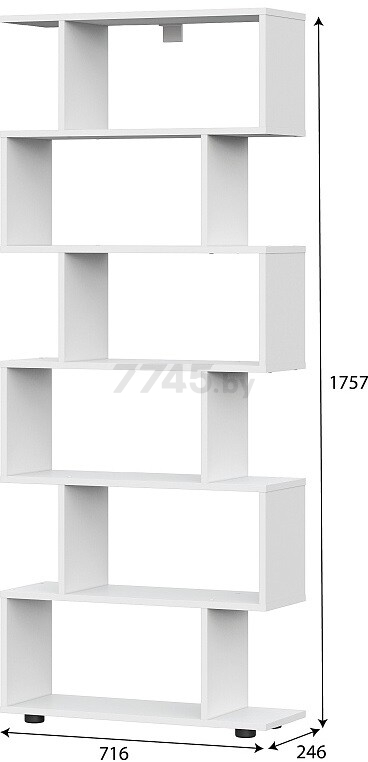 Стеллаж NN МЕБЕЛЬ Токио змейка белый текстурный 24,6х71,6х175,7 см - Фото 2