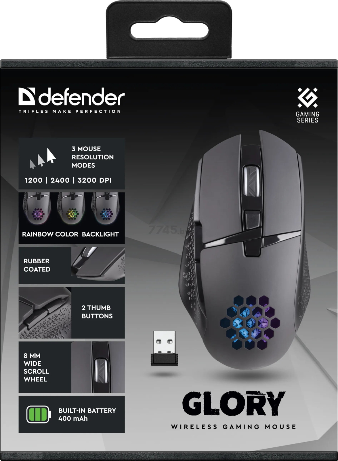 Мышь игровая беспроводная DEFENDER Glory GM-514 Black (52514) - Фото 8