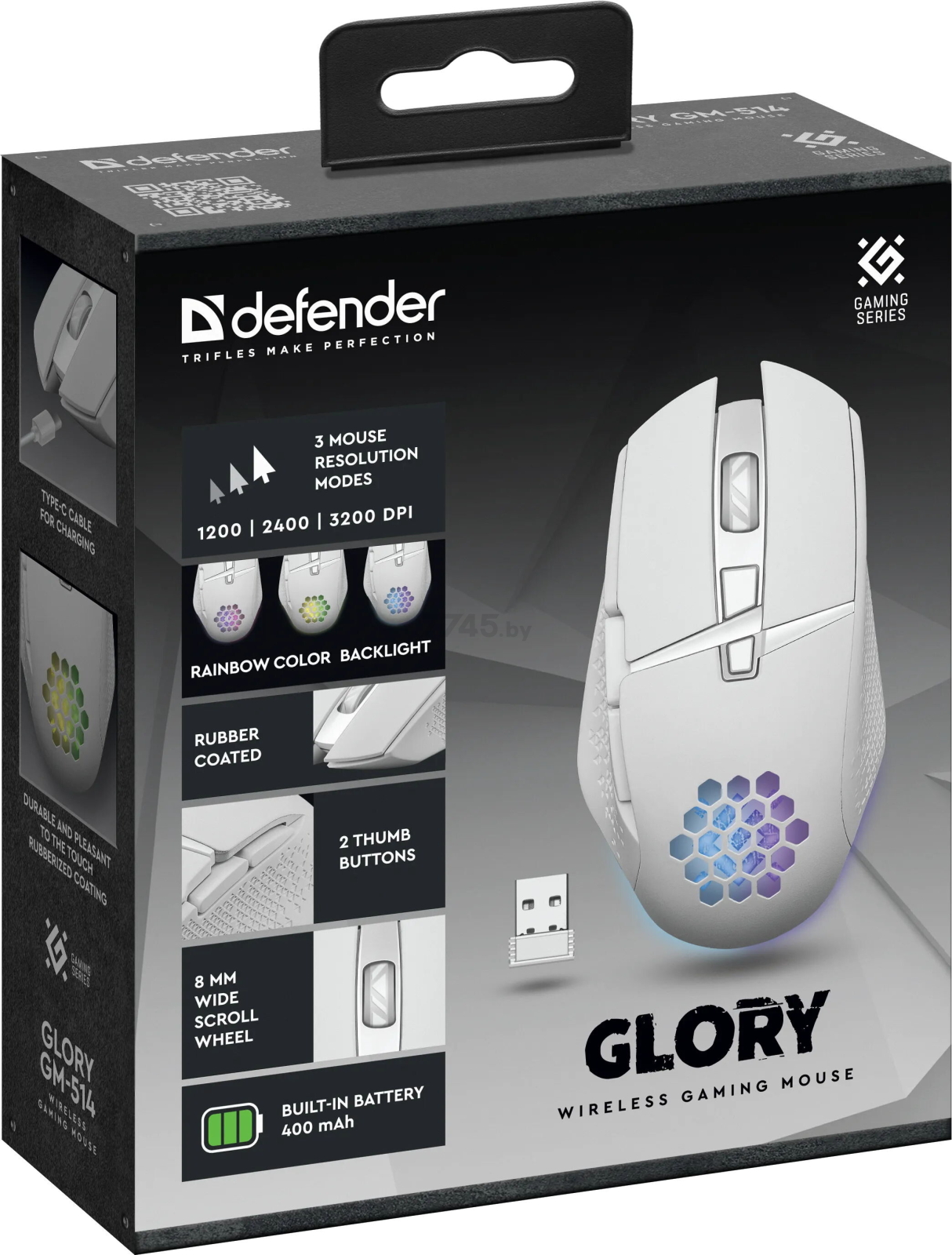 Мышь игровая беспроводная DEFENDER Glory GM-514 White (52513) - Фото 10