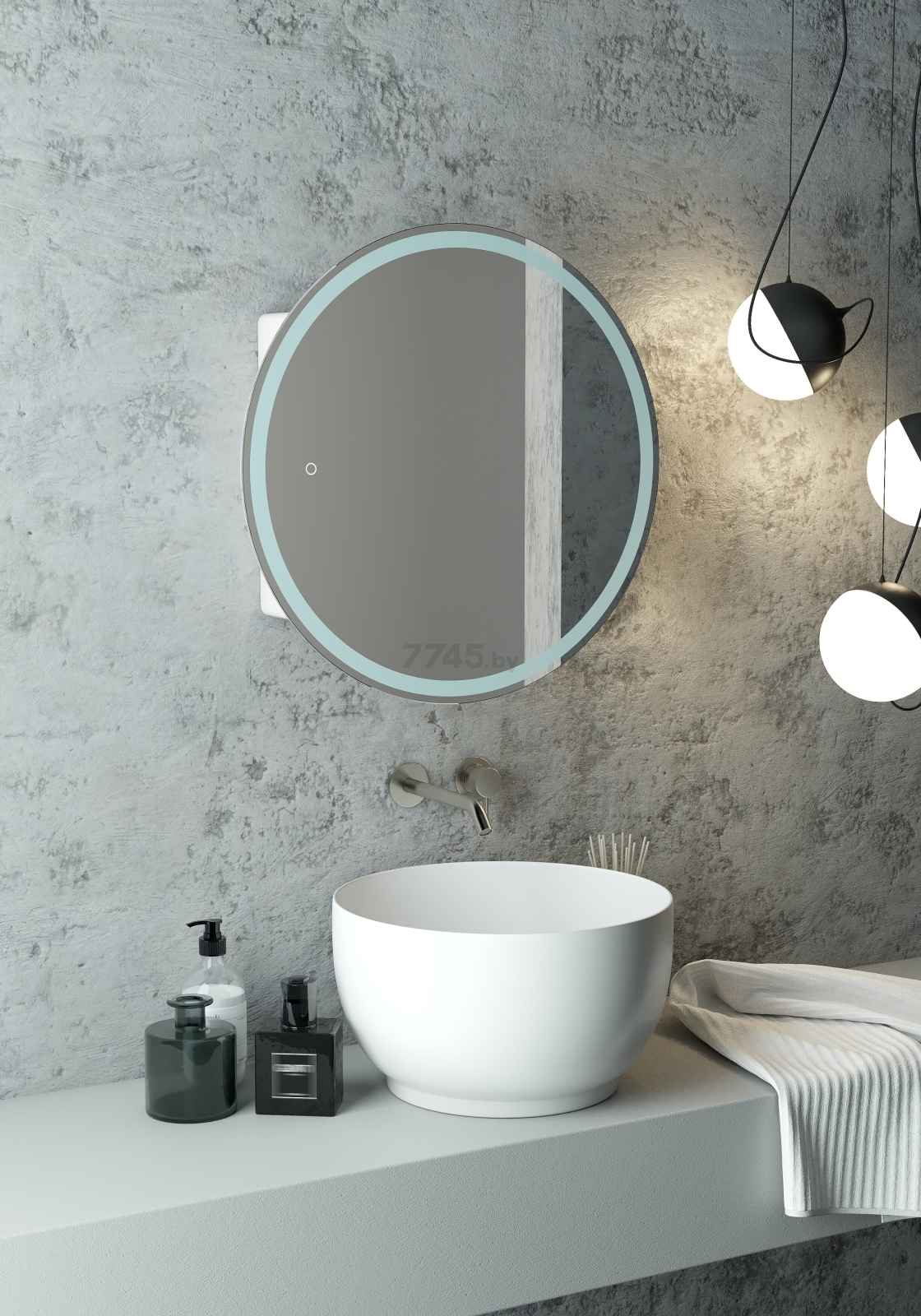 Шкаф с зеркалом для ванной КОНТИНЕНТ Torneo LED D70 белый (МВК085) - Фото 11