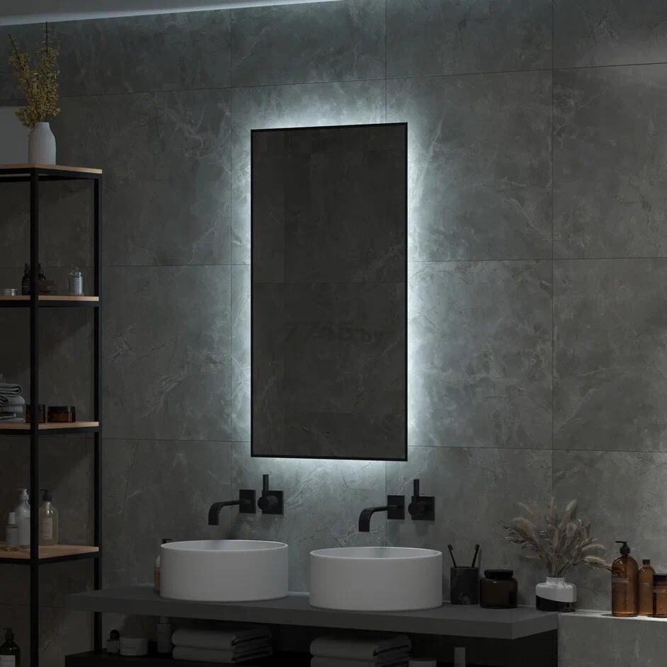 Зеркало для ванной с подсветкой КОНТИНЕНТ Amer Black LED 600x1000 ореольная теплая/холодная подсветка (ЗЛП1526) - Фото 8