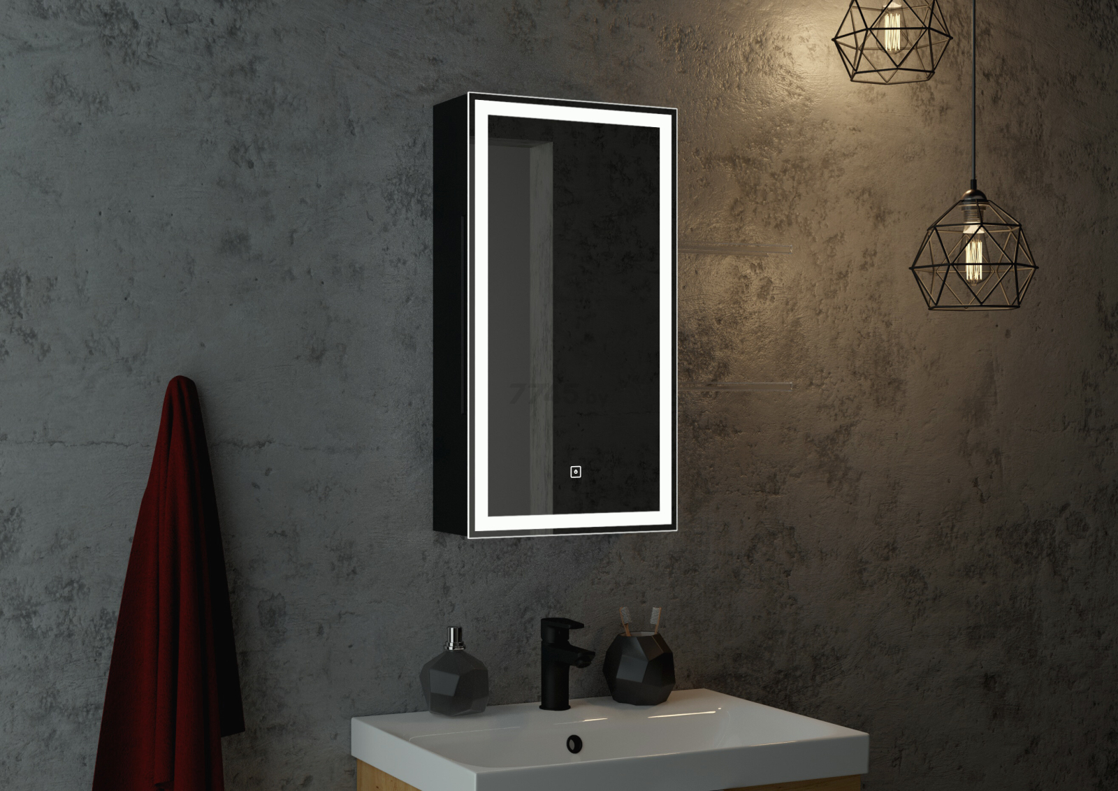 Шкаф с зеркалом для ванной КОНТИНЕНТ Mirror Box LED 35 правый (МВК054) - Фото 11
