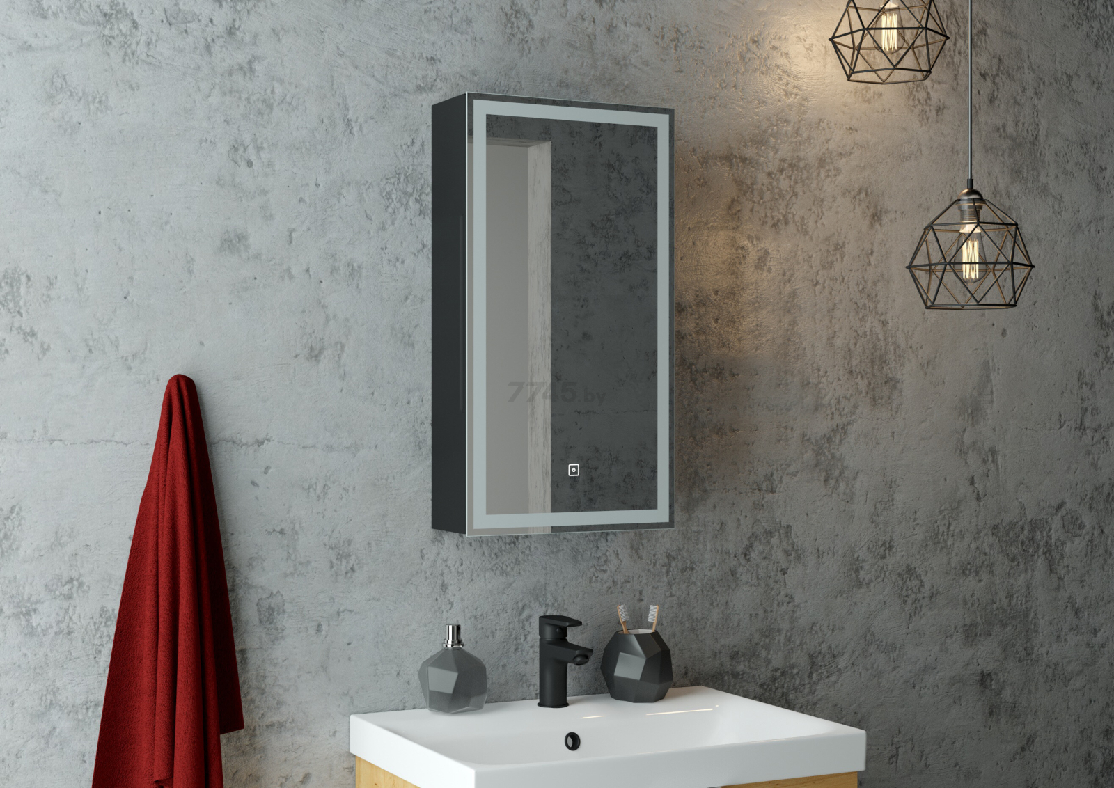 Шкаф с зеркалом для ванной КОНТИНЕНТ Mirror Box LED 35 правый (МВК054) - Фото 10