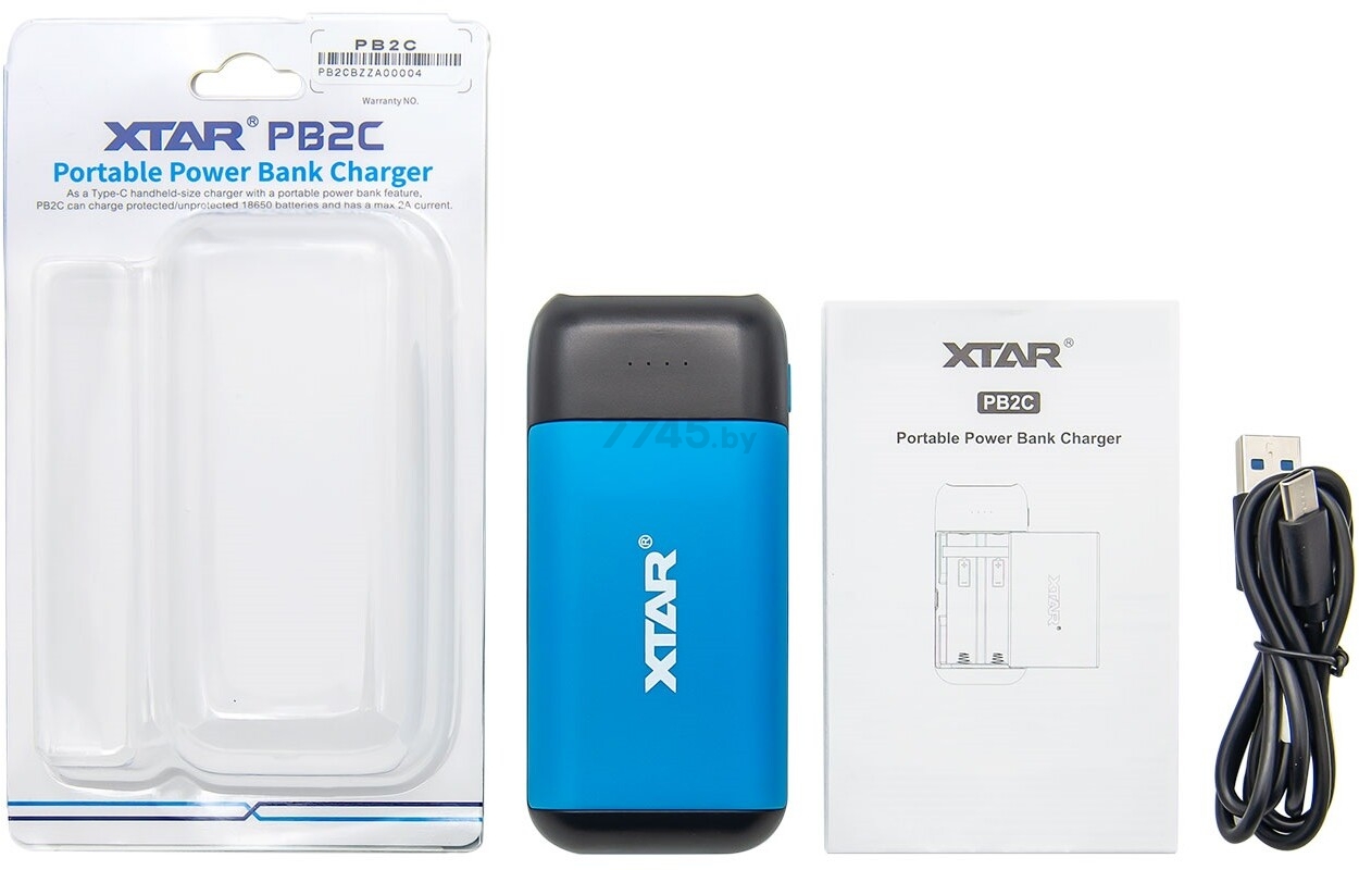 Зарядное устройство для аккумуляторов XTAR PB2C-blue с USB кабелем - Фото 6
