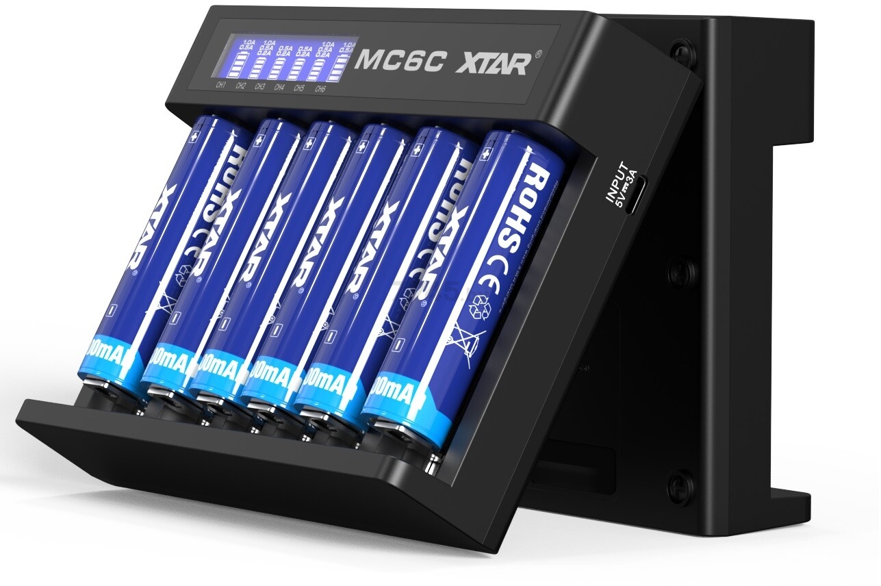 Зарядное устройство для аккумуляторов XTAR MC6C с USB, Type-C, DC кабелем - Фото 6