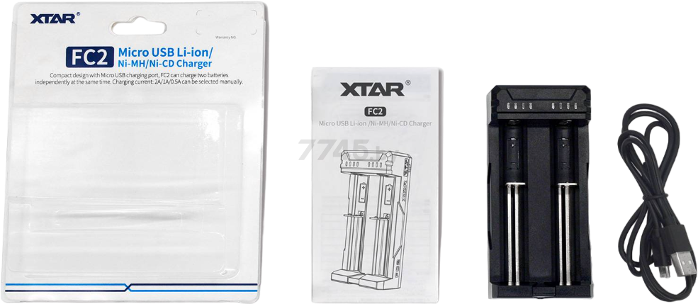 Зарядное устройство для аккумуляторов XTAR FC2 с USB кабелем - Фото 6