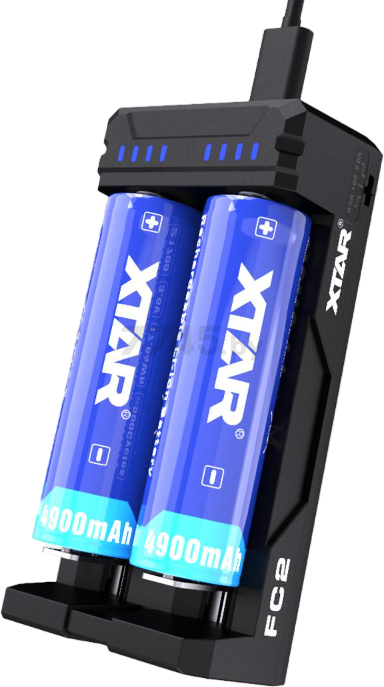 Зарядное устройство для аккумуляторов XTAR FC2 с USB кабелем