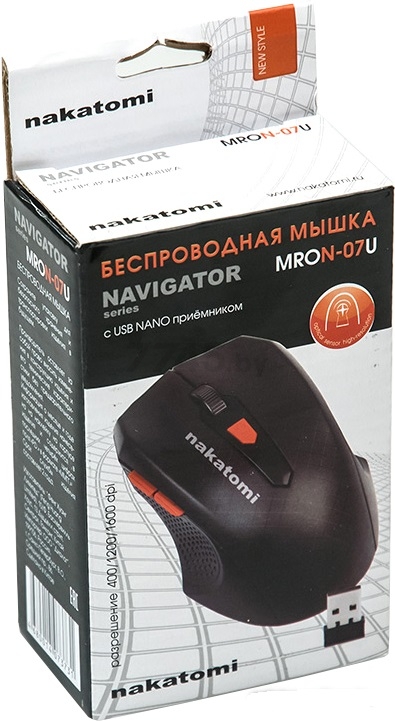 Мышь беспроводная NAKATOMI Navigator MRON-07U Black - Фото 3