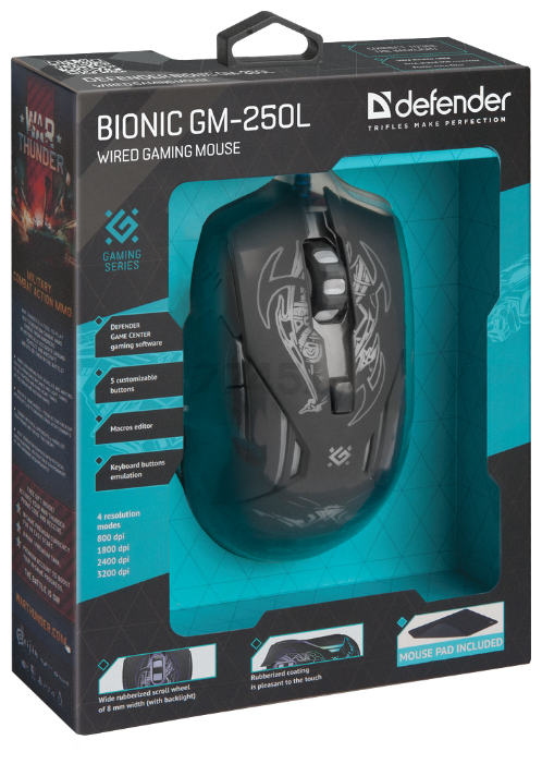 Мышь игровая и коврик DEFENDER Bionic GM-250L - Фото 6
