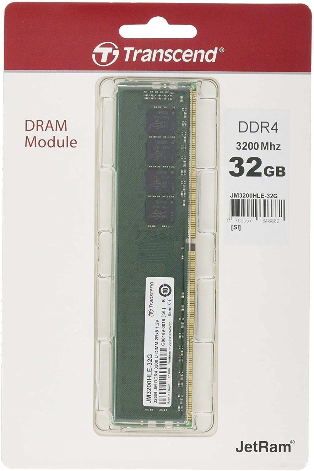 Оперативная память TRANSCEND JetRam 32GB DDR4 PC4-25600 (JM3200HLE-32G) - Фото 2