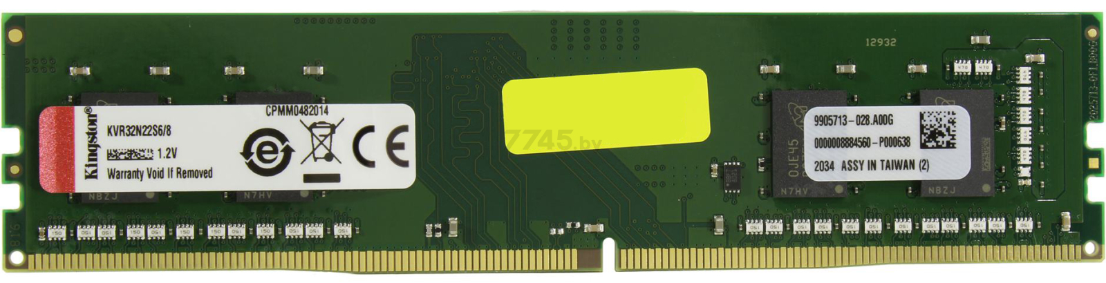 Оперативная память KINGSTON ValueRAM 8GB DDR4 PC4-25600 (KVR32N22S6/8) - Фото 3