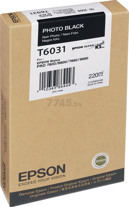 Картридж для принтера струйный EPSON черный фото (C13T603100)