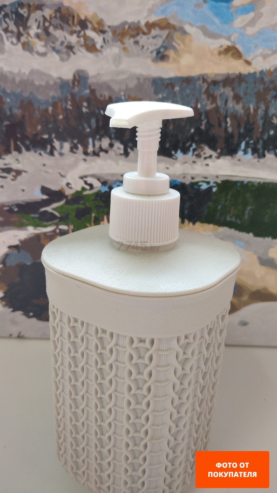 Дозатор для жидкого мыла IDEA Вязание белый ротанг (М2239) - Фото 2