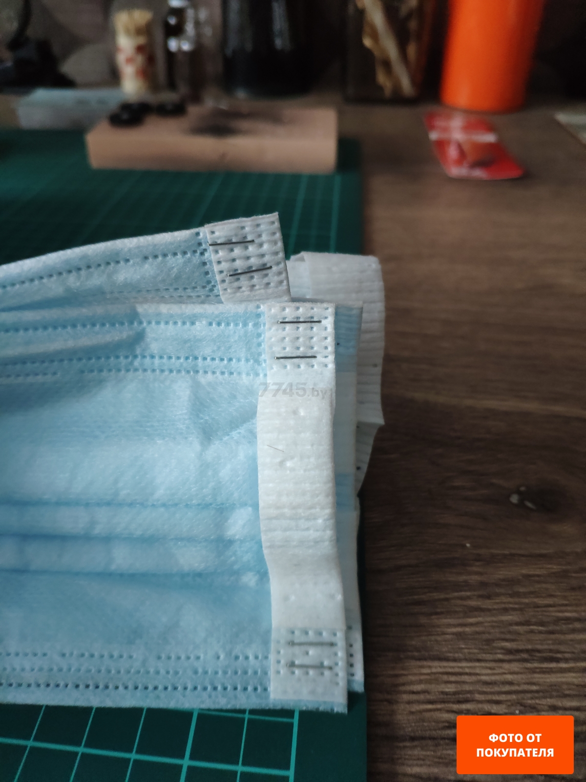 Маска текстильная 3-слойная бытовая синяя 50 штук