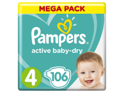Подгузники PAMPERS Active Baby-Dry 4 Maxi 9-14 кг 106 штук (8001090459336)