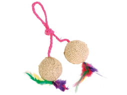 Игрушка для кошек TRIXIE 2 мячика с перьями на веревке 4,5 см 