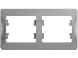 Рамка двухместная SCHNEIDER ELECTRIC Glossa горизонтальная алюминий 