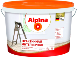 Краска акриловая ALPINA Практичная интерьерная белый 10 л 