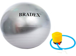 Фитбол BRADEX 55 см серебристый с насосом 