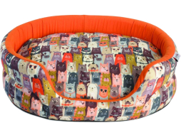 Лежанка для животных CAMON Funny Dogs Овал с двойной подушкой и принтом