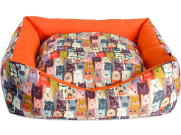 Лежанка для животных CAMON Funny Dogs Прямоугольная с подушкой и принтом