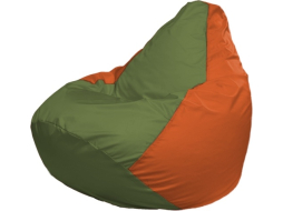 Кресло-мешок FLAGMAN Груша Мега оливковый/оранжевый 