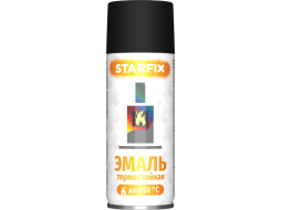 Краска-эмаль аэрозольная термостойкая силиконовая STARFIX черный 520мл 