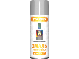 Краска-эмаль аэрозольная термостойкая силиконовая STARFIX серебристый 520мл 