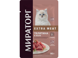 Влажный корм для котят МИРАТОРГ Winner Extra Meat телятина в желе пауч 80 г 
