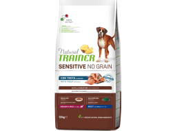 Сухой корм для собак беззерновой TRAINER Natural Sensitive No Grain Medium&Maxi Adult форель 12 кг (8059149277783)