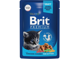 Влажный корм для котят BRIT Premium цыпленок в соусе пауч 85 г 