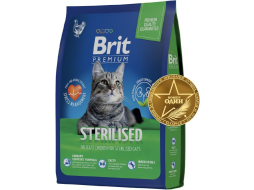 Сухой корм для стерилизованных кошек BRIT Premium Sterilised курица 0,4 кг 